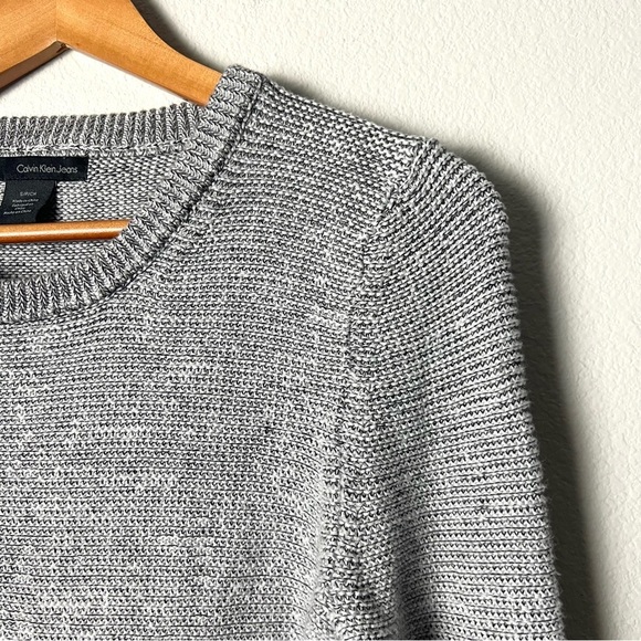 Calvin Klein Sweater Gray Knit Pullover Y2K Retro Cozy Womens Small Winter - Picture 2 of 8